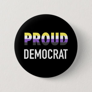 Bóton Redondo 5.08cm Democrata Orgulhoso Não Binário