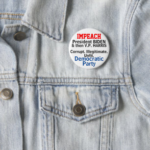 Bóton Redondo 5.08cm Democratas Impeach Biden Harris