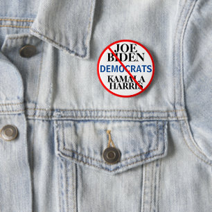Bóton Redondo 5.08cm Democratas Joe Biden Kamala Harris Azul Branco Ver