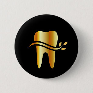 Bóton Redondo 5.08cm Dente dourado com folhas
