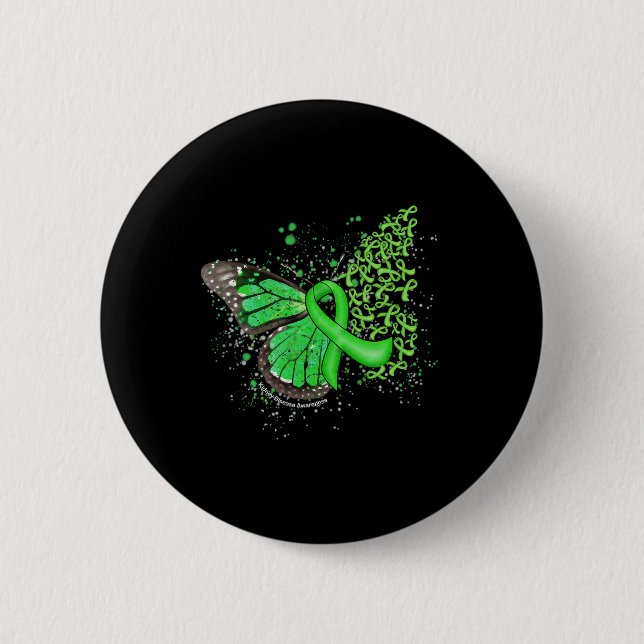 Bóton Redondo 5.08cm Derrame de Butterfly Verde Doença Renal Awa (Frente)