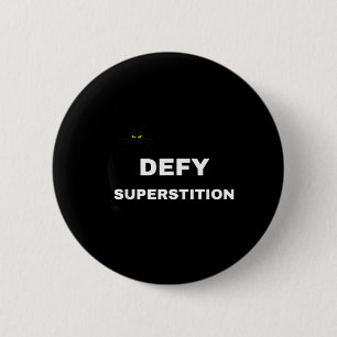 Bóton Redondo 5.08cm Desafiar Superstição Gato Preto Assustador Diversã
