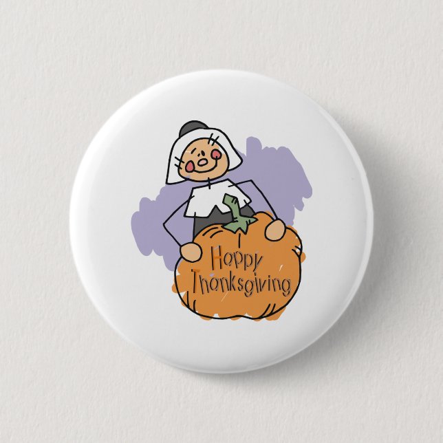 Bóton Redondo 5.08cm Desdecoração de Ação de Graças de Peregrino (Frente)