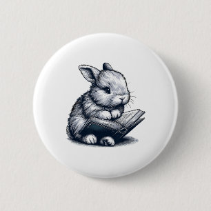 Bóton Redondo 5.08cm Desenho Adorável de Coelho Leitor Para Amantes de