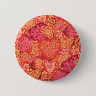 Bóton Redondo 5.08cm Desenho de corações mosaico fofos