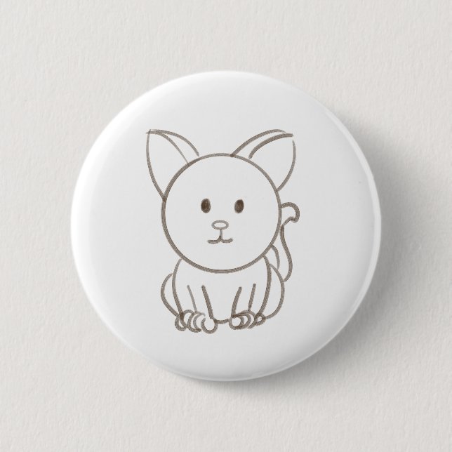Bóton Redondo 5.08cm Desenho de gato adorável (Frente)