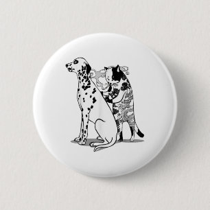 Bóton Redondo 5.08cm Desenho De Gato Engraçado E Tatuagem De Camiseta d