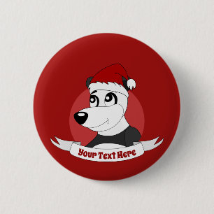 Bóton Redondo 5.08cm Desenho de Natal com botão de urso panda fofo