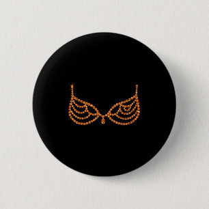 Bóton Redondo 5.08cm Desenho de sutiã laranja de Halloween para mostrar