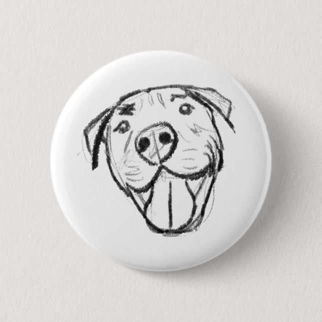 Bóton Redondo 5.08cm desenho pitbull simples amantes de cães preto bran (Frente)