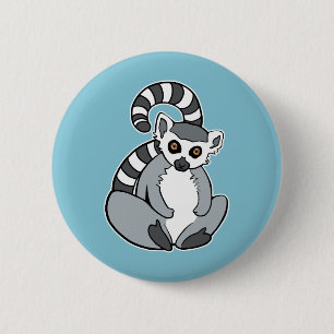 Bóton Redondo 5.08cm Desenhos animados bonitos Lemur Anel-Atado