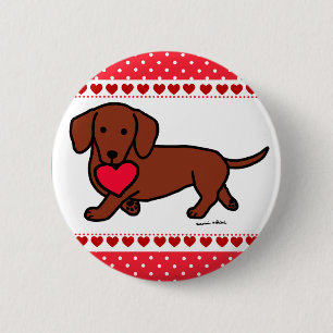 Bóton Redondo 5.08cm Desenhos animados dos namorados do Dachshund
