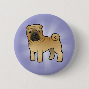 Bóton Redondo 5.08cm Desenhos animados Shar Pei
