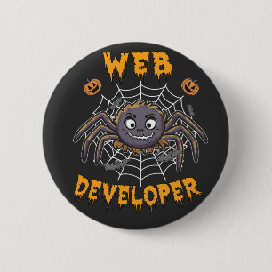 Bóton Redondo 5.08cm Desenvolvedor da Web Engraçado Aranha de Halloween