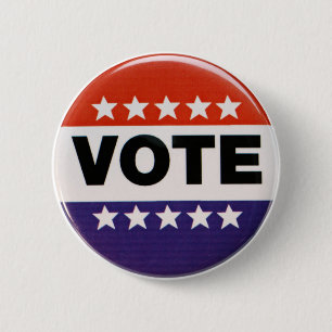 Bóton Redondo 5.08cm Design branco & azul vermelho do voto