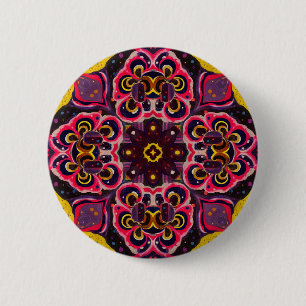 Bóton Redondo 5.08cm design caleidoscópico de botão colorido