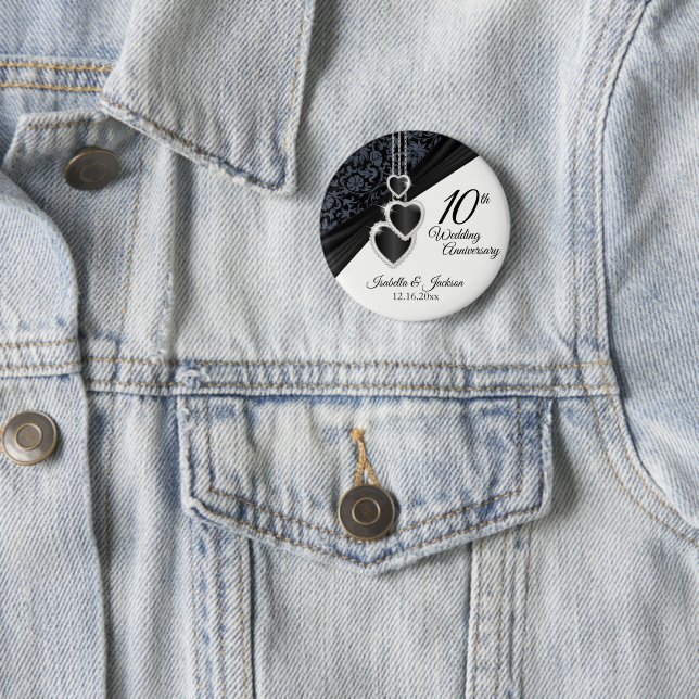 Bóton Redondo 5.08cm design de aniversário de casamento do Onyx (In Situ)