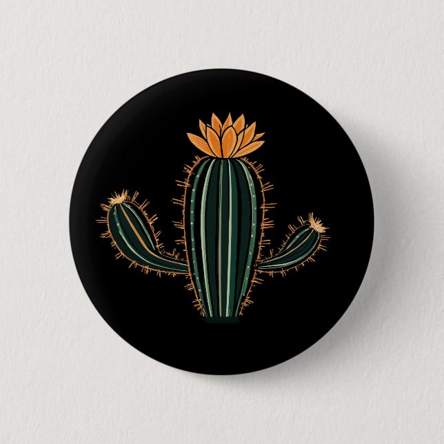 Bóton Redondo 5.08cm Design de Cactus Fofo - Botão Padrão (Frente)