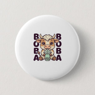 Bóton Redondo 5.08cm Design de camiseta vintage de chá de boba de vaca 