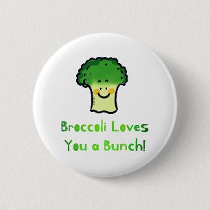 Bóton Redondo 5.08cm Design de Cartoons de Broccoli Bonito