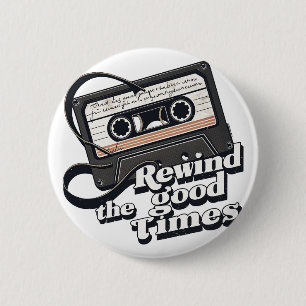 Bóton Redondo 5.08cm Design de Cassete Retroativo para amantes da Nosta