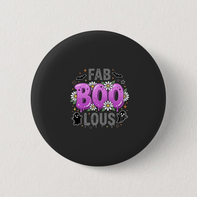 Bóton Redondo 5.08cm Design de Fantasma de Halloween Fab Boo Lous_1 (Frente)