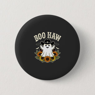 Bóton Redondo 5.08cm Design de Fantasma de Halloween Ocidental Boo Haw