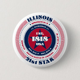 Bóton Redondo 5.08cm Design de Fatos Patrióticos do Estado de Illinois