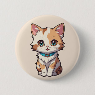 Bóton Redondo 5.08cm Design de Gato Encantadoramente Bonito