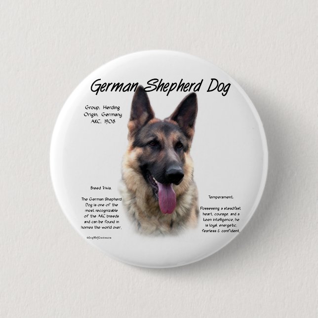 Bóton Redondo 5.08cm Design de Histórico de Cães german shepherd (Frente)