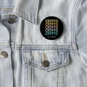 Bóton Redondo 5.08cm Design De Letra Retro De Criptomoeda
