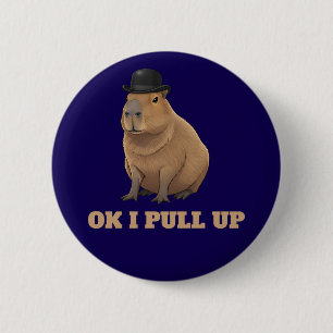 Bóton Redondo 5.08cm Design de meme de capivara engraçado e moderno