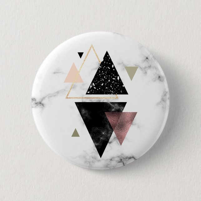 Bóton Redondo 5.08cm Design de metal marble geométrico (Frente)