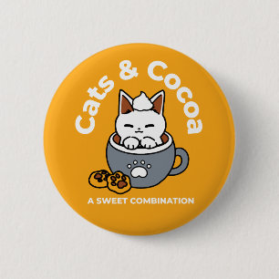 Bóton Redondo 5.08cm Design de Mug Feriado com Cozy Cat e Cookies de Pa