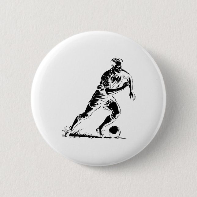 Bóton Redondo 5.08cm Design de Pixel Art de Bola de Futebol em Moviment (Frente)