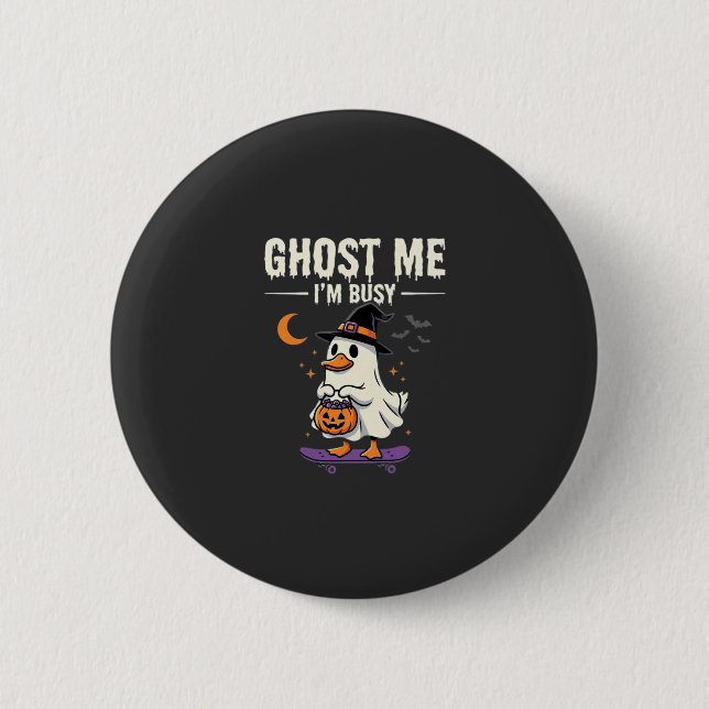 Bóton Redondo 5.08cm Design de Skate Halloween Ghost Duck_1 (Frente)