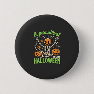 Bóton Redondo 5.08cm Design de Vetor de Esqueleto Supernatural de Hallo