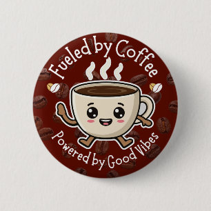 Bóton Redondo 5.08cm Design de Vibrações de Café Fofo