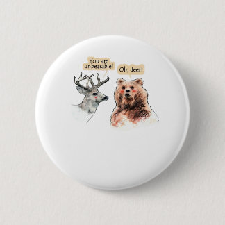 Bóton Redondo 5.08cm Design de vida selvagem engraçado de urso e cervo