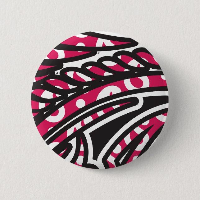 Bóton Redondo 5.08cm Design decorativa com vermelho vívido e alfinete (Frente)