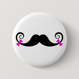 Bóton Redondo 5.08cm Design do bigode com arcos cor-de-rosa