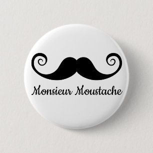 Bóton Redondo 5.08cm Design do Monsieur Bigode com moustache