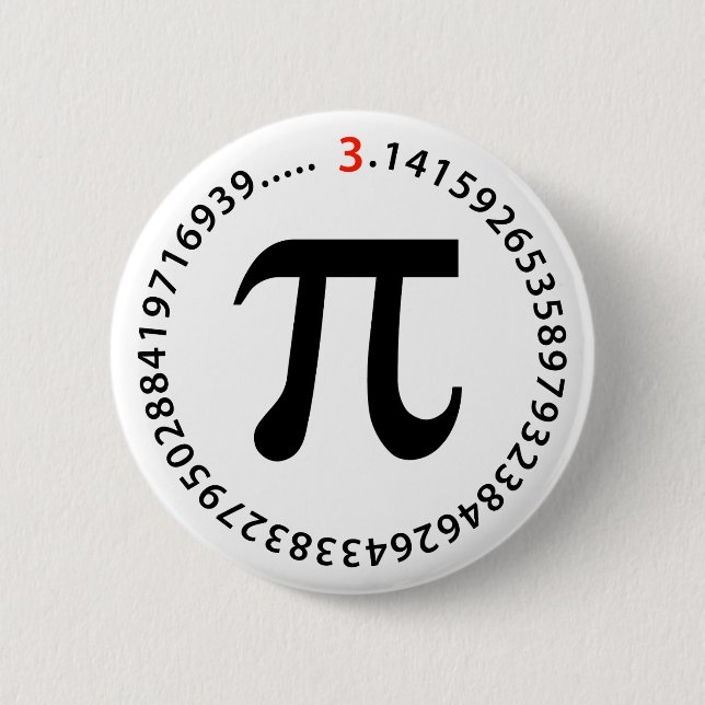Bóton Redondo 5.08cm Design do número do Pi (Frente)