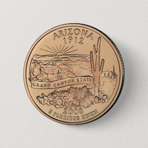 Bóton Redondo 5.08cm Design do Trimestre do Estado da Arizona inclinado