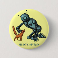 Design engraçado do botão do robô e do gato