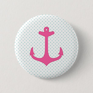 Bóton Redondo 5.08cm Design náutico das bolinhas cor-de-rosa femininos