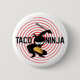 Bóton Redondo 5.08cm Design Taco Ninja - Botão redondo
