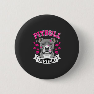 Bóton Redondo 5.08cm Design Vetorial de Amante de Cachorro Irmã Pitbull