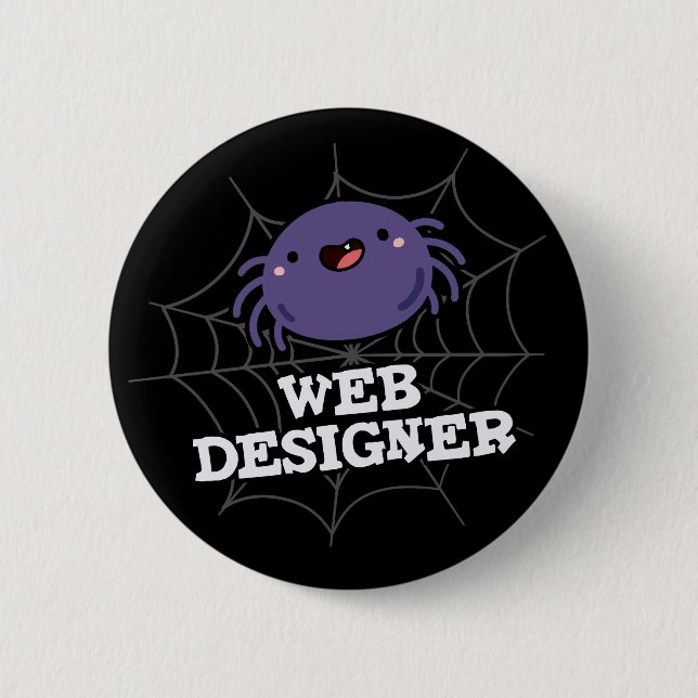 Bóton Redondo 5.08cm Designer de web Engraçado Aranha Engraçado Aranha  (Frente)