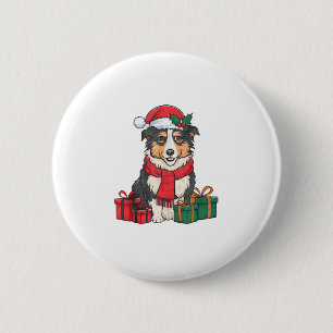 Bóton Redondo 5.08cm Desorte do Partido Xmas - Cão Pastor Australiano C